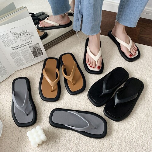 Flip-flops for women summer fashion flip-flops for men men's non-slip couple flat sandals for outdoor wear beach shoes Korean version trendy