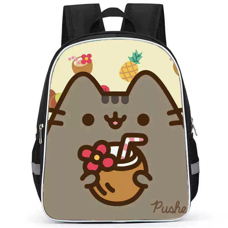 Рюкзак учебный Pusheen Fat Jimao с принтом периферийного типа, через стекло, зарубежная торговля, школьный рюкзак
