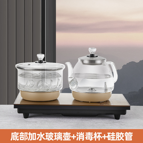 Automatic bottom water filling silver ware electric kettle tea table integrated tea set tea ware set
