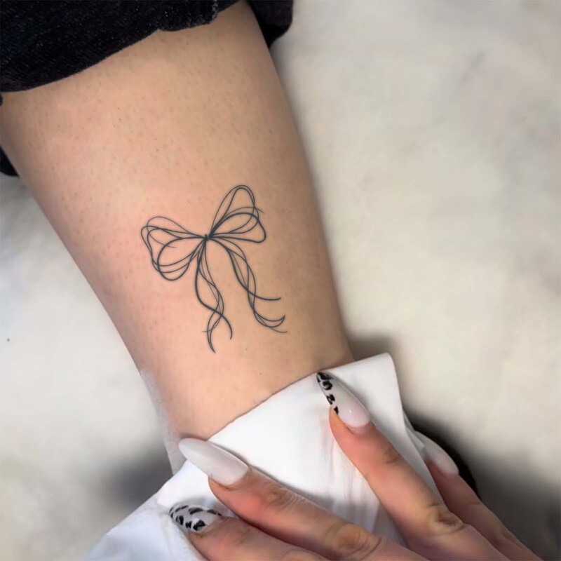 New Cross-Border Herbal Bow Tattoo Stickers Semi-Permanent Small Fresh Ins Tattoo Stickers Waterproof and Long-Lasting Non-Reflective