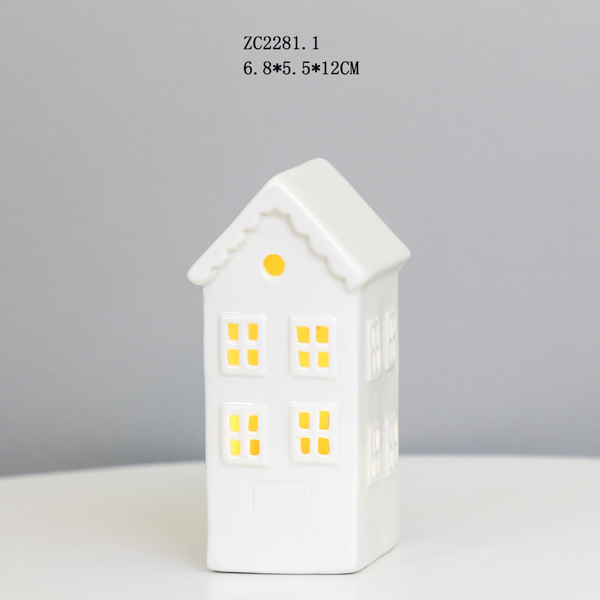 Casa de cerámica de estilo europeo LED luz de la noche decoración creativa de porcelana blanca Artesanía de Navidad regalo al por mayor