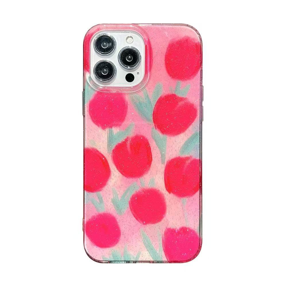 Spring ins brillo tulipanes para iphone15 diagonal 16ProMax funda para teléfono 13 Apple 14P femenino 16