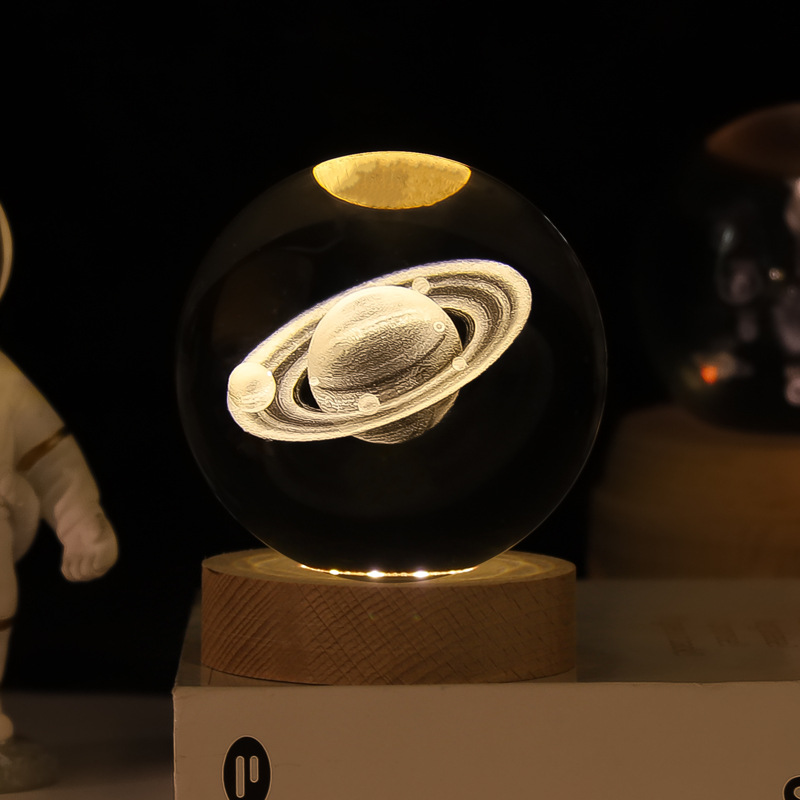 Lámpara Nocturna de Bola de Cristal 3D de Cristal Blanco, Grabado 3D e Iluminación LED, para Decoración y Regalo de Cumpleaños image 13