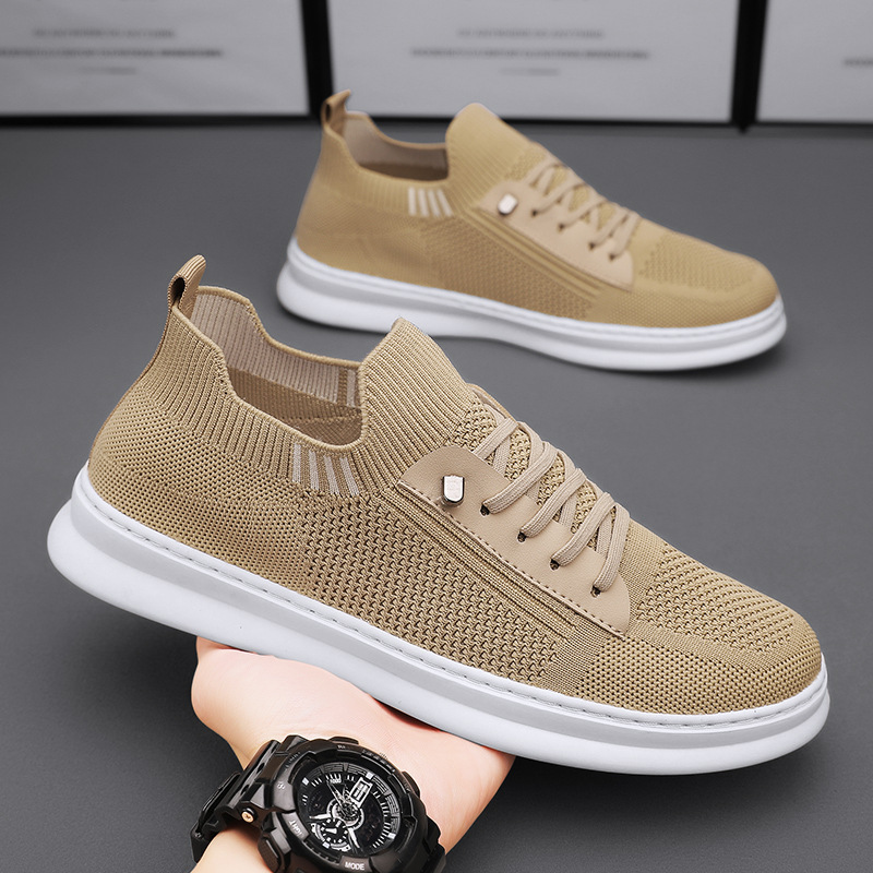 Quality Explosions Flying Weaving sneaker Middle-aged and Elderly Fashion Mesh Shoes Comfortable Lightweight Breathable Sneakers Black Work Shoes