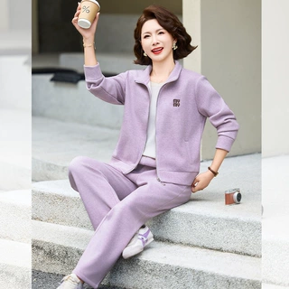 休闲妈妈运动套装女洋气中老年人衣服40-60岁中年春秋衣服50岁女
