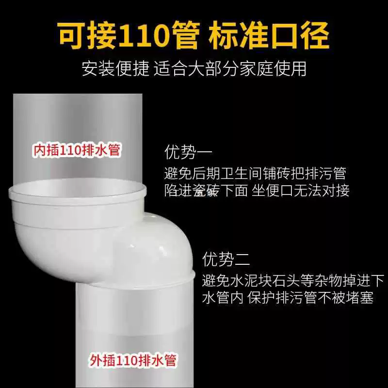 ✅ Интегрированный переключатель унитаза из ПВХ без копания, переключатель унитаза без копания, 50 унитазов для приседаний, смещение сливного отверстия в полу на 75 градусов