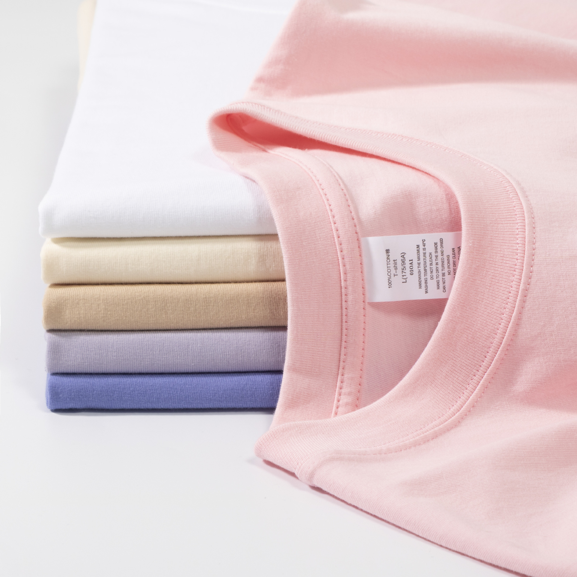 Camiseta de Verano para Mujer, 230g, Algodón Puro, Manga Corta, Holgada, Color Sólido, Camiseta Básica, Transpirable y Cómoda para Hombre