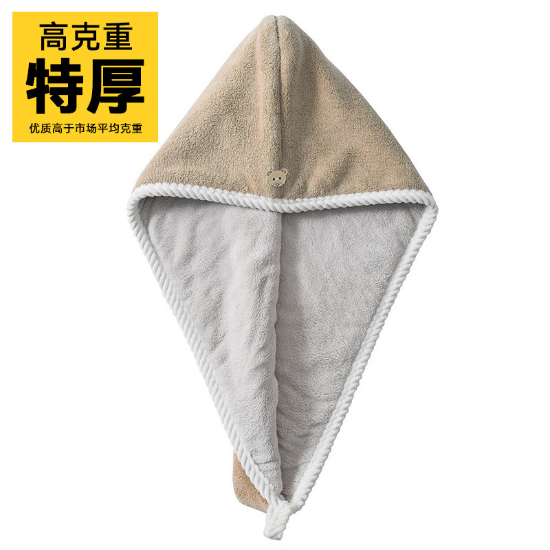 二重に厚いサンゴのベルベットのシャワーキャップがかわいい女性吸水速乾帽の乾いた髪のタオルを洗ってスカーフの乾いた髪の帽子を包む|undefined