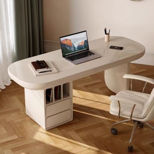 French Modern Designer Home Cream Style Study Room Straight Storage Desk Computer Desk Office Desk Writing Desk
