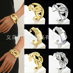 Cross-border European and American design sense winding cross bracelet fashion personality irregular bracelet CCB gold and silver jewelry wholesale