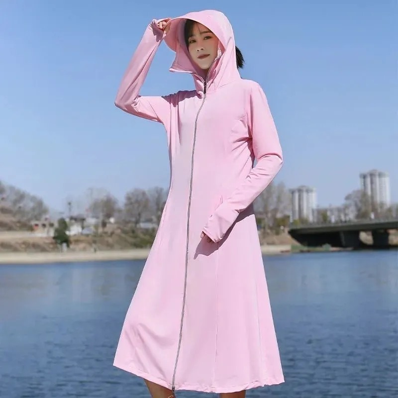 女性用日焼け止め服、夏の新しいロングアイスシルク日焼け止め服、2025年スリムフィットカバーアップ、シンプルで快適、軽くて美しい、ビーチに最適|undefined