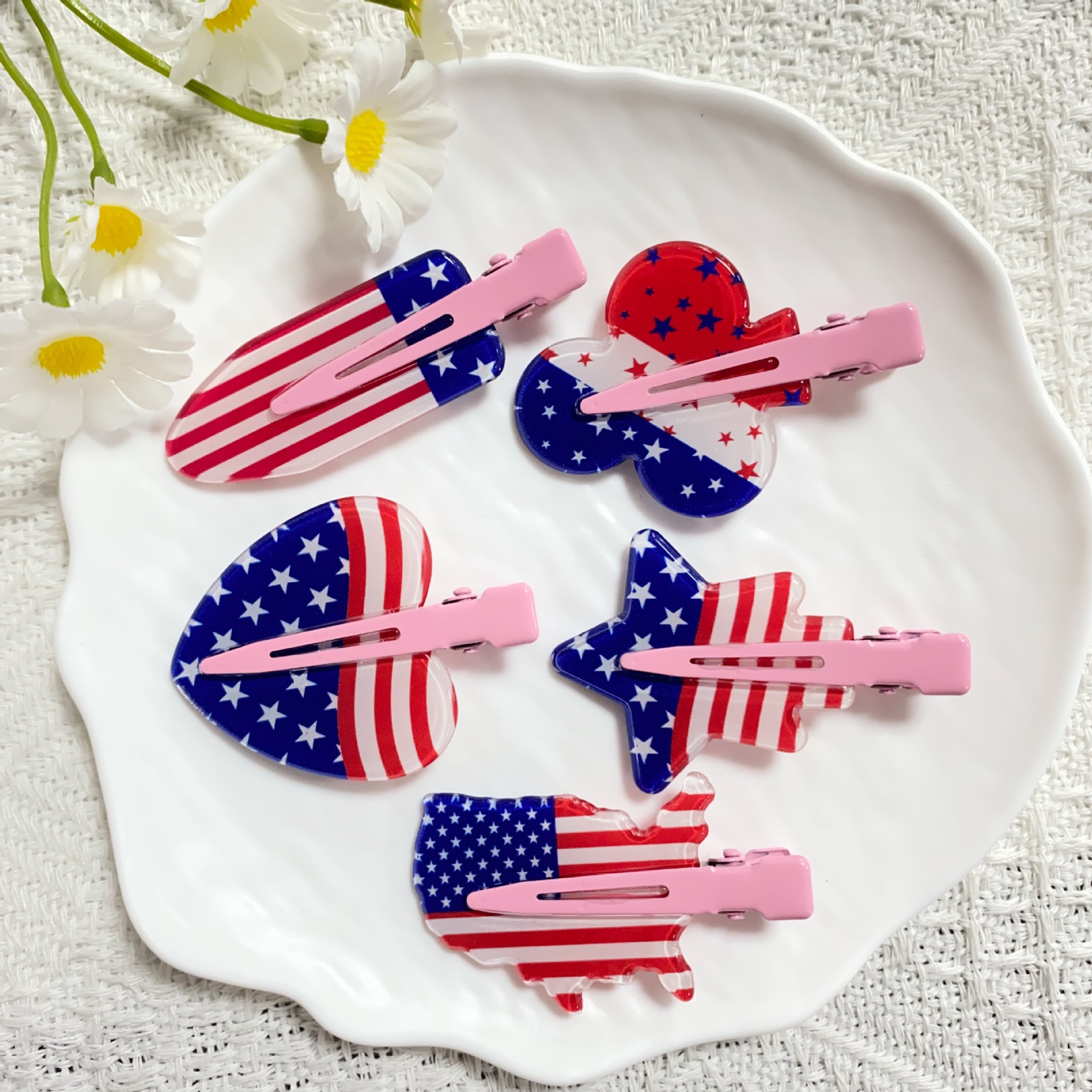 跨境世界杯发饰球队应援装发饰高级感精致亚克力刘海夹女发夹批发