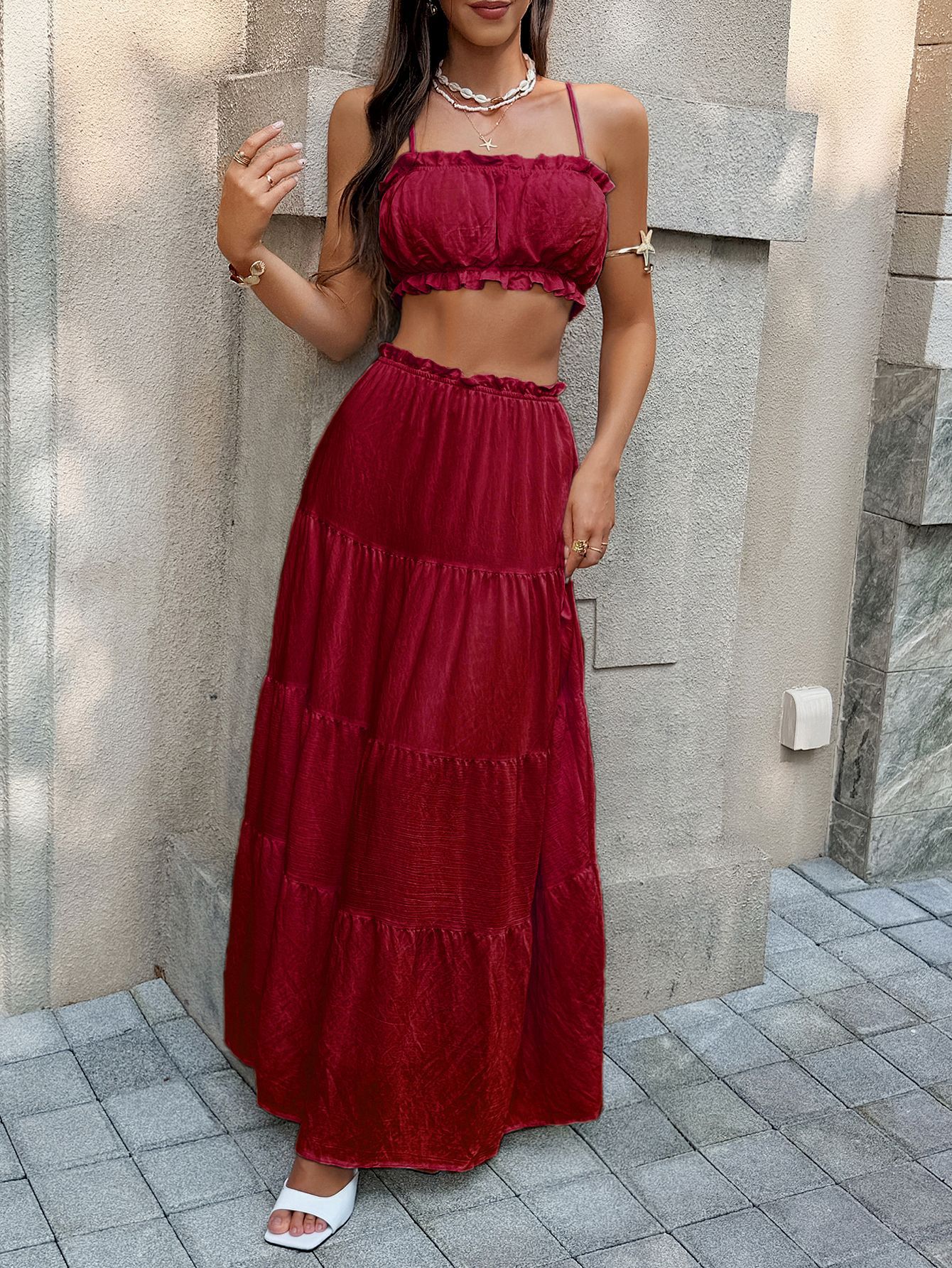 Women's Clothing Elegant European And American Style Strapless Dress Set For Women Spring Summer Vacation Fashion_ecoleips.com