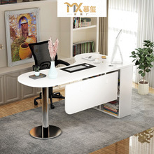 简约现代弧形转角书桌书柜组合学习桌电脑桌单人办公桌诊疗桌