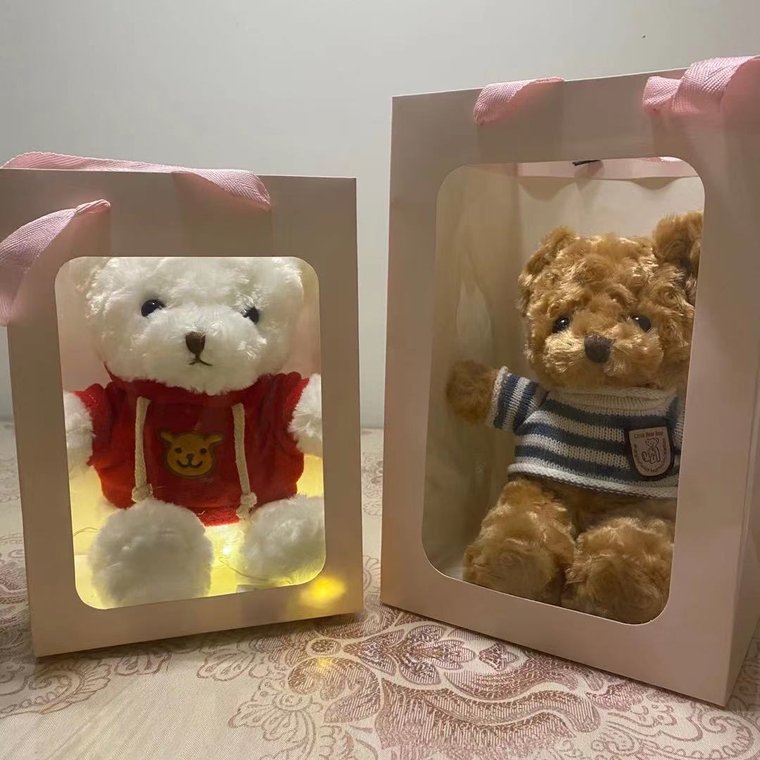 Flash Oso de Peluche de peluche de juguete con luz Oso muñeca caja de regalo muñeca de trapo oso muñeca regalo para niñas regalo de cumpleaños