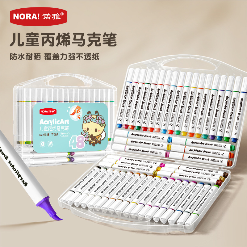 Noya Soft-Tip Acrylic Markers Can Be Used as Triangular Rod Painting Watercolor Pens for Children, Waterproof Graffiti Pens