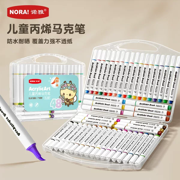 Noya Soft-Tip Acrylic Markers Can Be Used as Triangular Rod Painting Watercolor Pens for Children, Waterproof Graffiti Pens