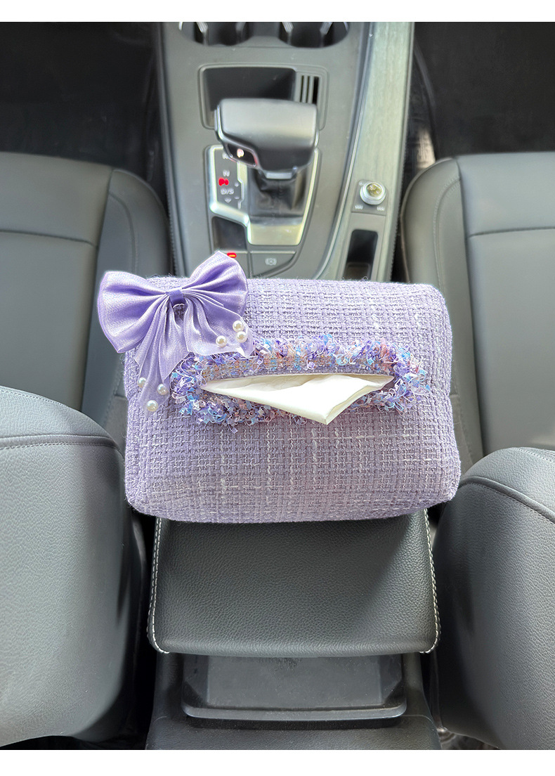 Car Tissue Box Ins Small Fragrance Bow Hanging Car Seat Back Tissue Box Car Armrest Box Tissue Box