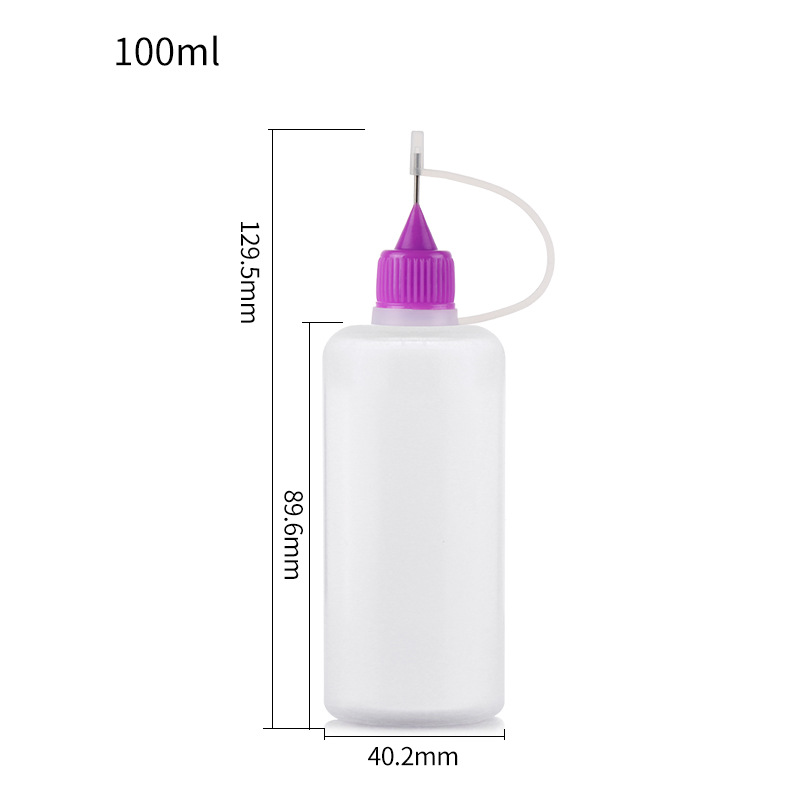 Fabricante en stock botella de aguja 10ml30ml botella de aceite esencial pe plástico semipermeable pigmento pegamento botella de inyección de pintura suave botella