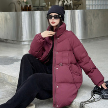 两绳扣中长款白鸭绒羽绒服女2025冬季新款宽松加厚保暖韩版外套