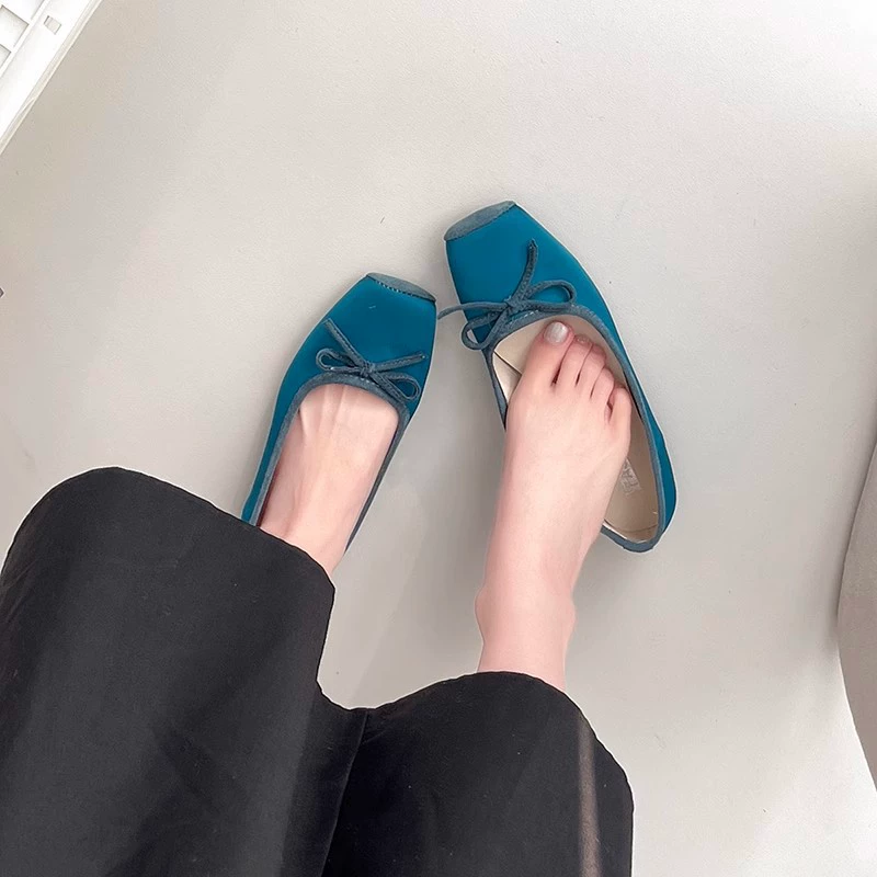 French style niche Mary Jane shoes gentle casual women's shoes 2025 new spring and summer satin bow inner shoes