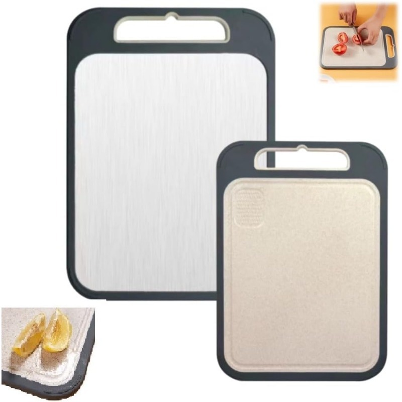 Fabricantes al por mayor de nuevo acero inoxidable tablero de recetas de doble cara tablero de recetas de frutas caseras tablero de recetas de cocina de recetas de carne de trigo tablero de recetas de paja