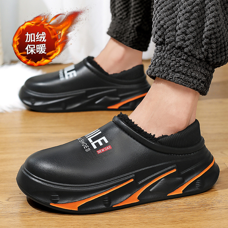 Invierno nuevo estilo de moda zapatillas de algodón bolsas de pareja tacones impermeables y terciopelo calentamiento zapatillas de algodón para hombres y mujeres