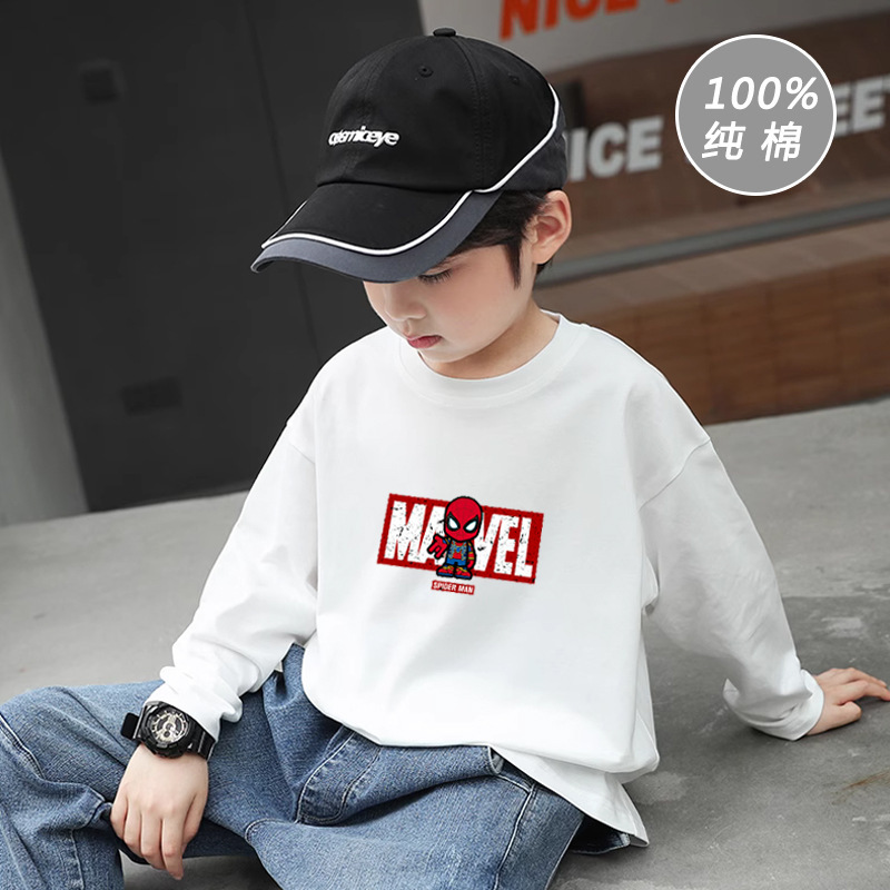 Marvel Avengers long-sleeved T-shirt autumn clothing Spider-Man cartoon pattern printed children's clothes