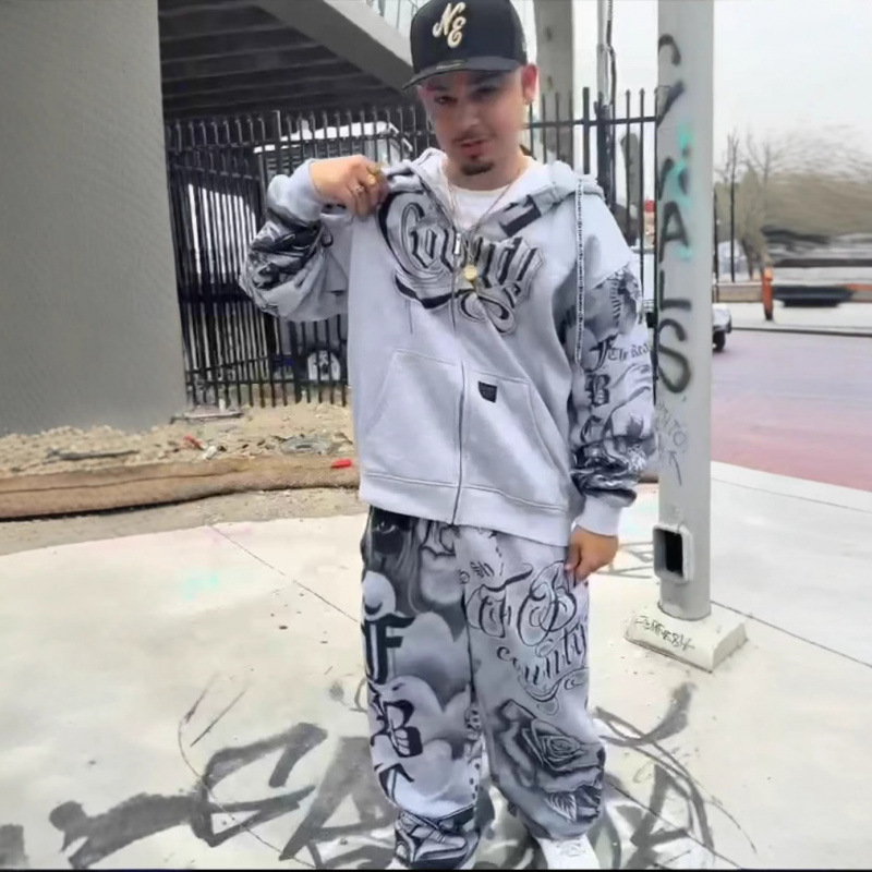 Men's Clothing American Style Loose Sweatshirts, Hoodies, Sweatpants, Men's Trendy Hip Hop Street Casual Suits_viptrois.com