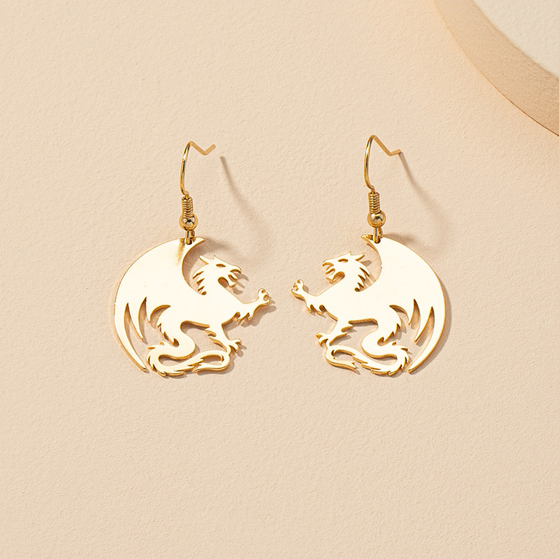 Retro Metal Dragon Earrings display picture 4