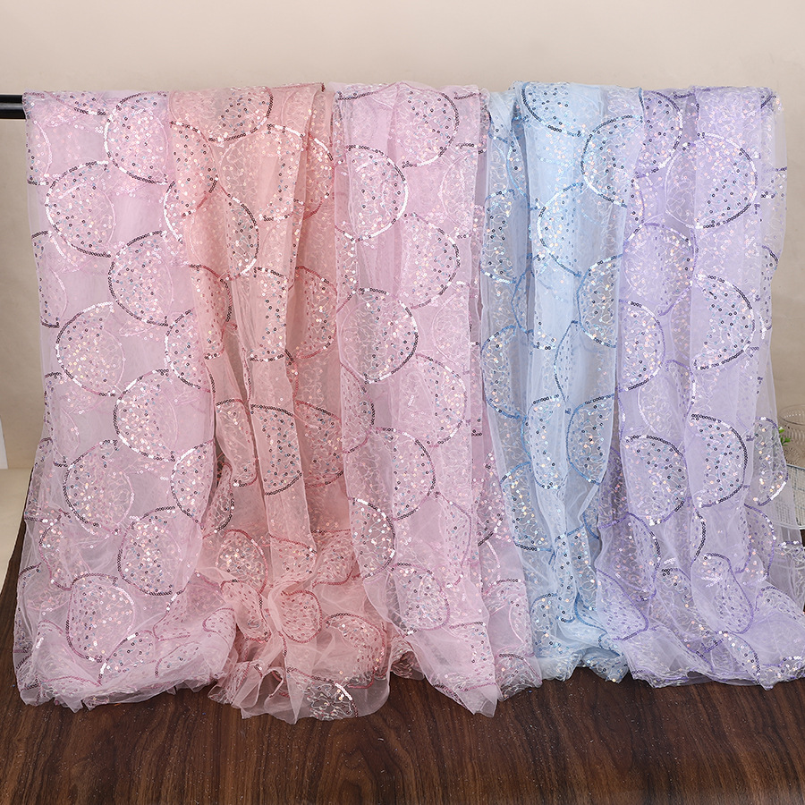 娃娃裙玩具辅料月亮绣花立体亮片绣刺绣盘带网纱布料服装面料