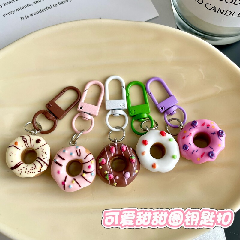 Simulated Cream Cake Donut Keychain Beautiful Girl School Bag Pendant Student Best Friend School Bag Gift Pendant