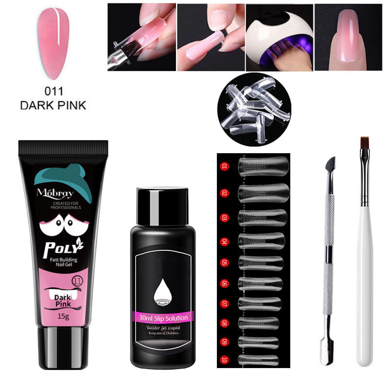 Suministro transfronterizo venta rápida extensión de traje de manicura conjunto completo de uñas de cristal forma extensión pegamento para hornear lámpara UV pegamento