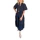 2025 Cross-border New Summer V-neck Laminated Pocket Mid-length dress Loose Women's Casual dress