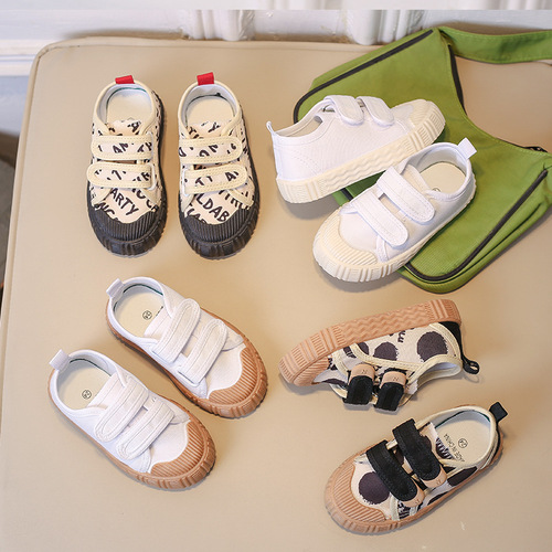 Korean version Instagram white canvas children's shoes kids' canvas shoes for girls and boys spring and autumn children's cloth shoes kindergarten indoor shoes soft soles