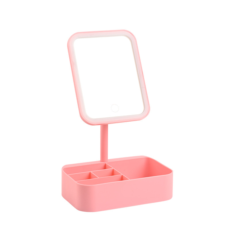 Espejo de escritorio LED con lámpara inteligente Espejo de vestir de dormitorio de estudiantes Espejo de maquillaje de escritorio Caja de almacenamiento portátil Espejo de maquillaje image 6