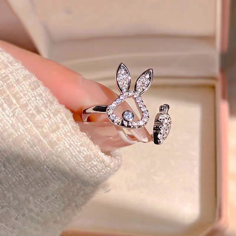 One size adjustable small design fashionable carrot ring with zircon