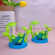 新款秋千海龟太阳能汽车摆件 卡通动物公仔摇头车载创意礼品