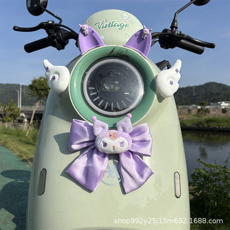 Aima Electric Tricycle Decoration Accessories Helmet Stickers (Auto Parts and Accessories) - default-with-adhesive-stickers-free-gemstone-stickers-white-wings-kumi-purple-cat-ears-little-ku-doll