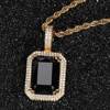 Solid square zirconium hip-hop style, pendant, accessory, European style, diamond encrusted, with gem