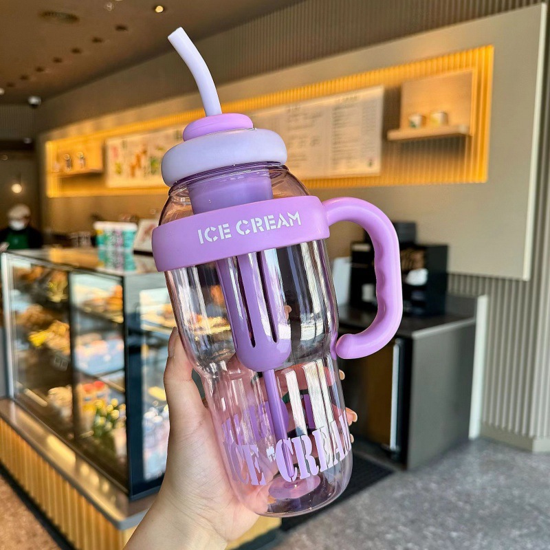 Giant Water Girls, High-Looking Straw Lucky Belly Cup, Top Quality Student With Handle, Large-Capacity Plastic Cup For Summer_voghion.com