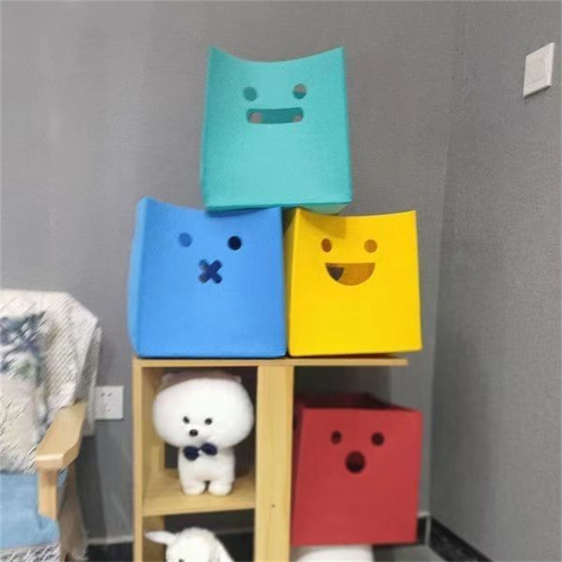 毛毡桌面收纳盒可折叠宿舍化妆品玩具脏衣服杂 物收纳筐