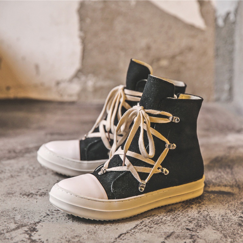 Zapatos de lienzo de fondo grueso pentagramas pareja 24 primavera nuevo estilo universal personalidad callejera zapatos hip hop zapatos altos
