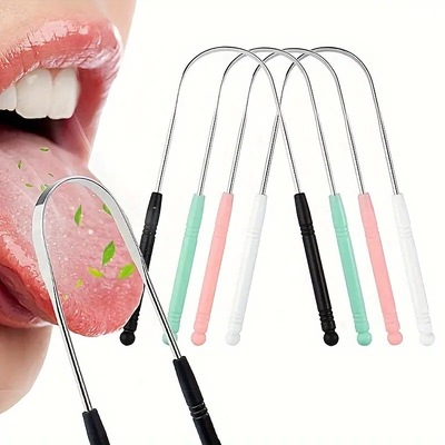 Source spot 304 Stainless steel Tongue Cleaner non-slip Plastic Handle Tongue scraping To bad breath Oral Tools