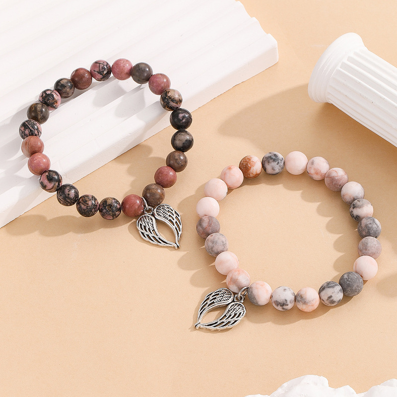 Amazon 8mm Pink Zebra Beaded Bracelet Is a Handmade Agate Bead Gift for Mothers, Daughters, and Friends