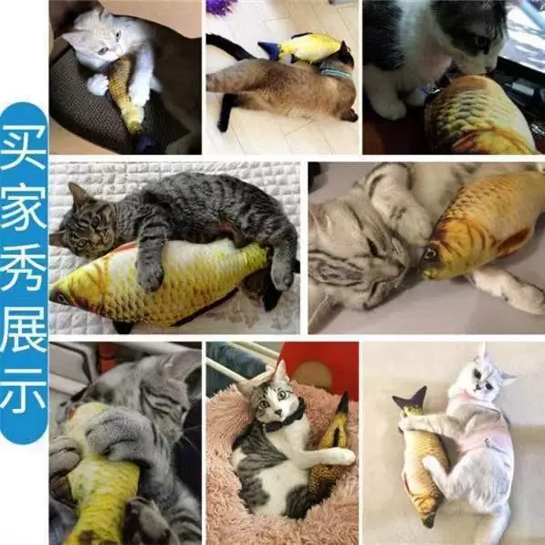 薄荷鱼毛绒猫玩具鱼逗猫仿真鱼猫咬薄荷鱼抱枕猫草猫零食猫咪用品