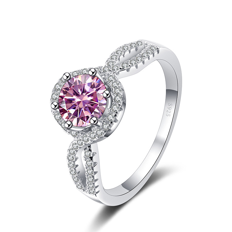 Anillo de diamante de 1 quilate de mosaico de mosaico de fábrica de joyería de piedra de mosaico de color