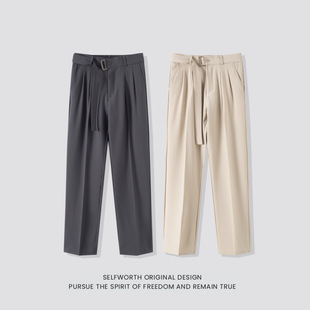 Spring New Style Light Mature Men's Straight Casual Versatile High-End Loose Trendy Wide-Leg Suit Pants