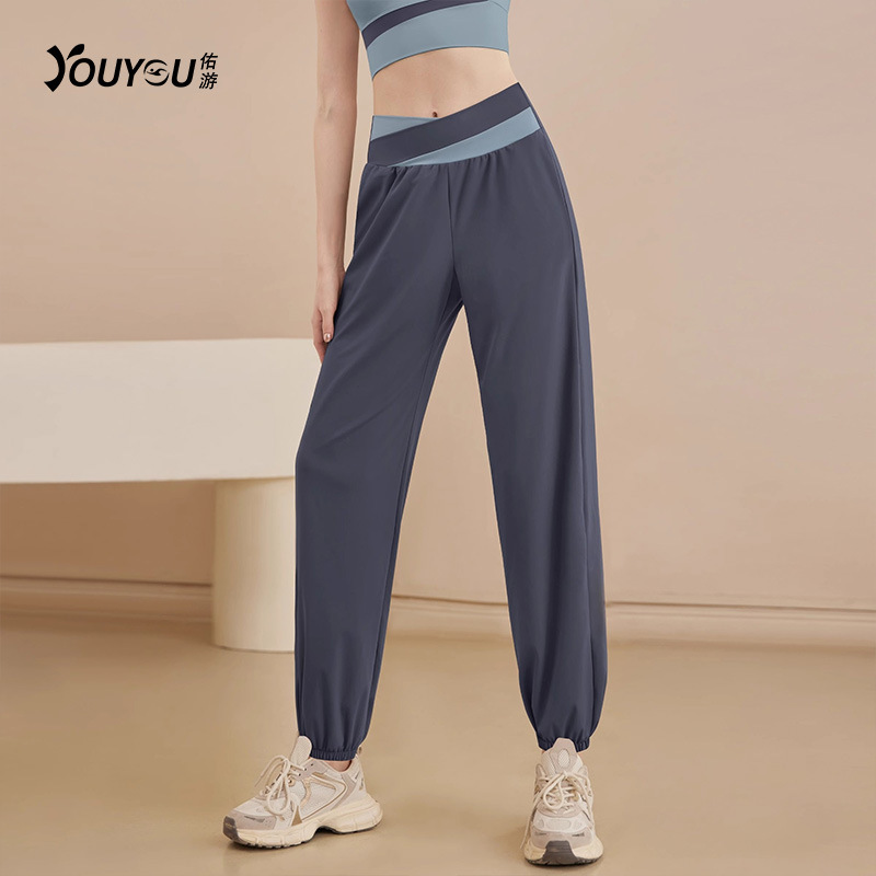 Fitness Pants Spring and Summer Loose High Waist Running Training Tie Foot Yoga Suit Women's 2025 New Pilates Sports Pants