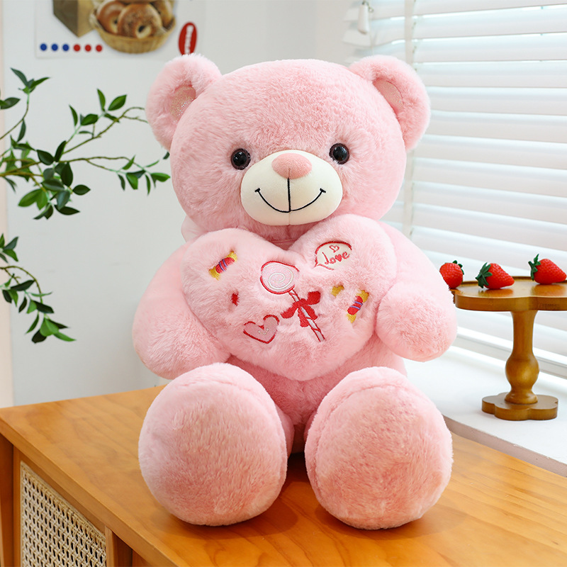 Linda muñeca de oso de peluche de peluche nueva muñeca de oso de peluche con flores al por mayor muñeca de oso de peluche grande